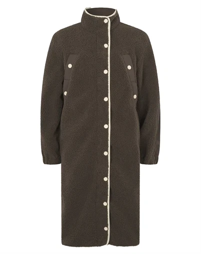 Stine Goya - Long Fleece Jakke - Dark Oak
